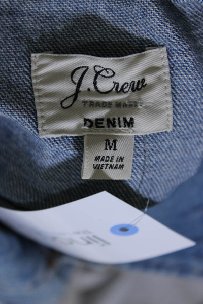 J Crew Womens Blue Cotton Medium Wash Collar Long Sleeve Denim Jacket Size M