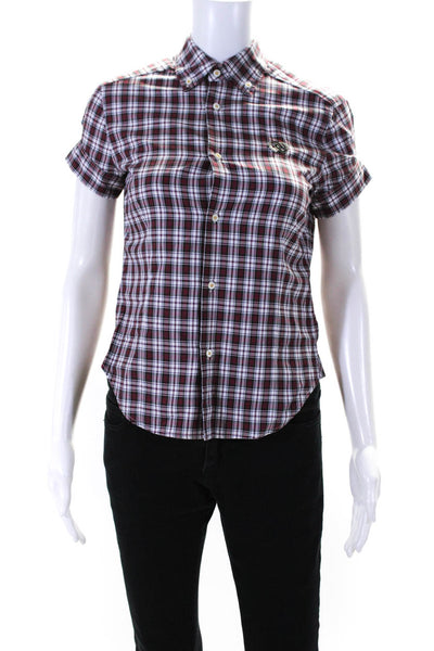 Dsquared2 Women's Short Sleeves Collared Button Up Plaid Shirt Size 40