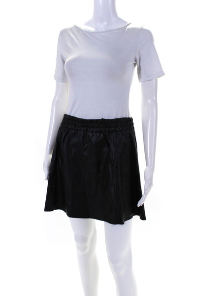 BCBGMAXAZRIA Women's Elastic Waist Lined Faux Leather Mini Skirt Black Size M