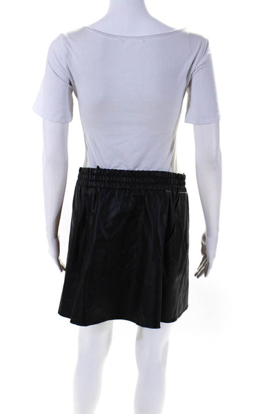 BCBGMAXAZRIA Women's Elastic Waist Lined Faux Leather Mini Skirt Black Size M