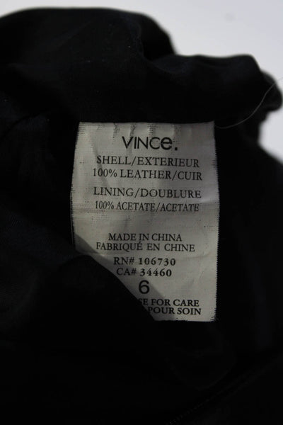 Vince Womens Crew Neck Cap Sleeve Mini Leather Sheath Dress Black Size 6