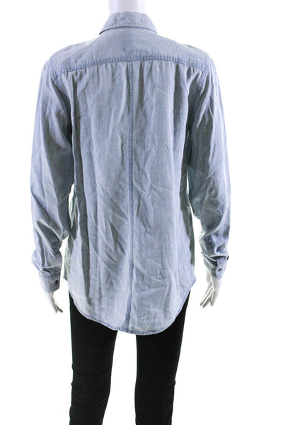 Club Monaco Women's Collared Long Sleeves Button Down Chambray Shirt Size S