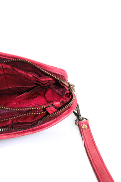 Platania Womens Leather Zip Around Wristlet Wallet Handbag Red