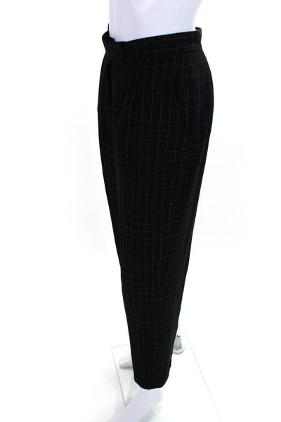 MAG By Magaschoni Womens Mid Rise Pleated Check Trouser Pants Black Size 6