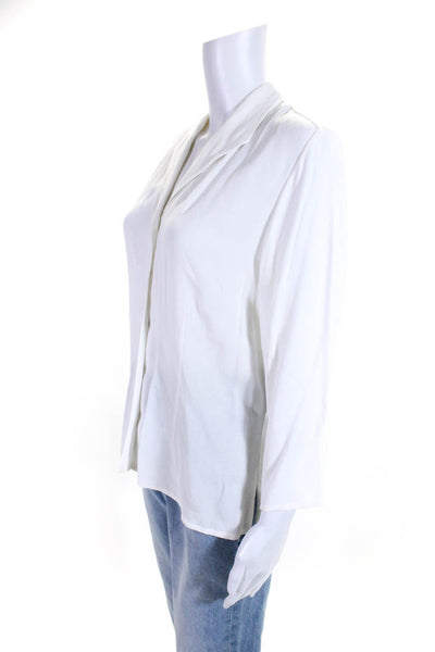Eileen Fisher Womens 3/4 Sleeve Oversized V Neck Shirt White Size Medium