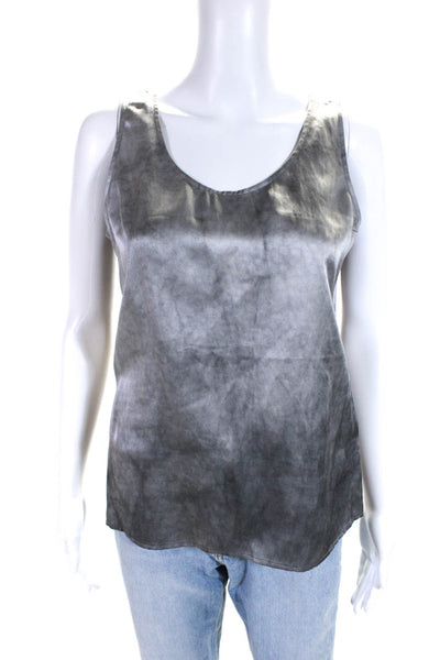 Eileen Fisher Womens Scoop Neck Silk Boxy Tank Top Gray Size PS