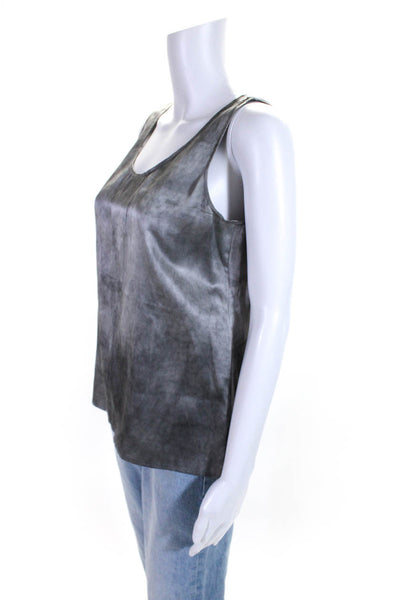 Eileen Fisher Womens Scoop Neck Silk Boxy Tank Top Gray Size PS