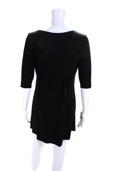 Eileen Fisher Womens Jersey Knit Half Sleeve Mini A-Line Dress Black Size S