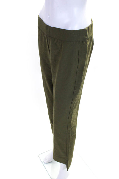 Eileen Fisher Womens Mid Rise Notched Ankle Capri Trousers Army Green Size S