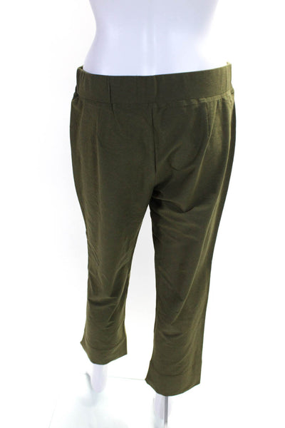 Eileen Fisher Womens Mid Rise Notched Ankle Capri Trousers Army Green Size S