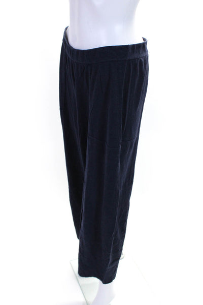 Eileen Fisher Womens Thin Knit Wide Leg Casual Capri Trousers Navy Blue Size XS