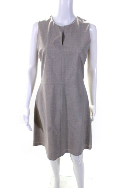 Theory Women's Round Neck Sleeveless A-Line Midi Dress Beige Size 6