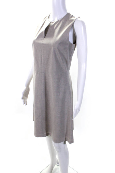 Theory Women's Round Neck Sleeveless A-Line Midi Dress Beige Size 6