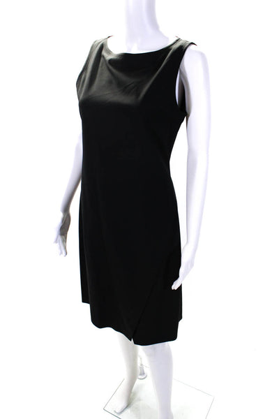 Theory Women's Round Neck Sleeveless Asymmetrical A-Line Mini Dress Black Size 6