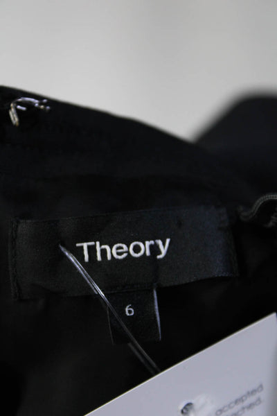 Theory Women's Round Neck Sleeveless Asymmetrical A-Line Mini Dress Black Size 6