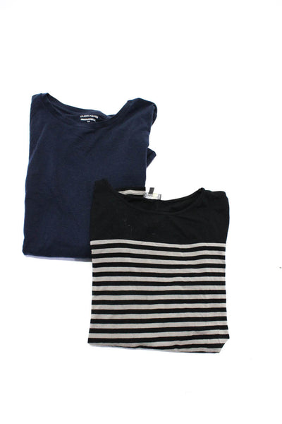 Vince Camuto Eileen Fisher Womens Striped Shirts Black Gray Blue Size PS S Lot 2