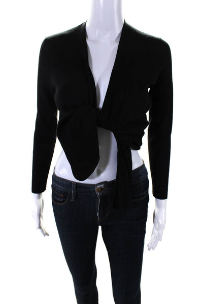 Nic & Zoe Womens Long Sleeve Buttoned V Neck Wrap Cardigan Sweater Black Size PP