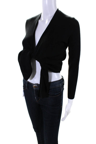 Nic & Zoe Womens Long Sleeve Buttoned V Neck Wrap Cardigan Sweater Black Size PP