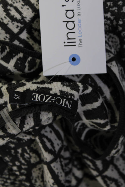 Nic + Zoe Womens Crocodile Print Long Sleeved Thin Sweater Gray White Size XS