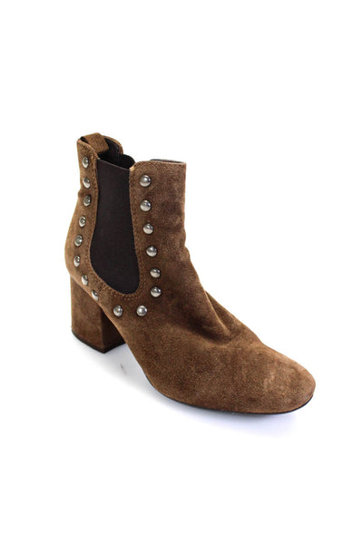 Ape Woman Womens Suede Studded Stretch Inset Ankle Boots Brown Size 38 8