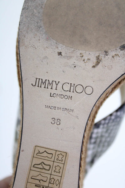 Jimmy Choo Womens Dovina Animal Print Cross Strap Wedge Heels Green Size EUR38