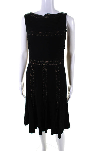 Tadashi Shoji Womens Lace Detail Boat Neck Sleeveless Dress Black Size S