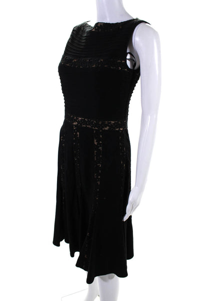 Tadashi Shoji Womens Lace Detail Boat Neck Sleeveless Dress Black Size S