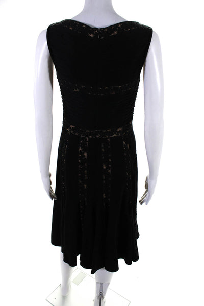 Tadashi Shoji Womens Lace Detail Boat Neck Sleeveless Dress Black Size S