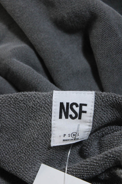 NSF Womens Asymmetrical Snap Terry Crew Neck Sweatshirt Gray Size Medium