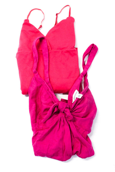 BCBG Max Azria Calvin Klein Womens Knotted Surplice Tank Top Pink S M/L Lot 2