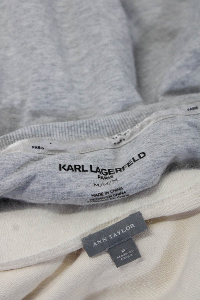 Karl Lagerfeld Ann Taylor Womens Graphic Glitter Fuzzy Sweater Size Medium Lot 2