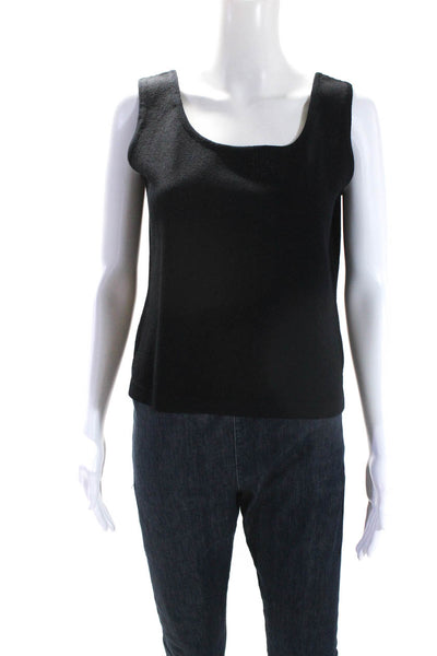 St. John Womens Scoop Neck Santana Knit Oversized Boxy Tank Top Black Size Small