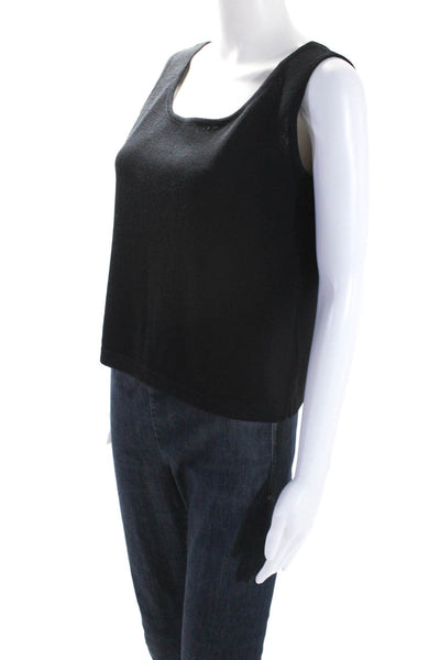 St. John Womens Scoop Neck Santana Knit Oversized Boxy Tank Top Black Size Small