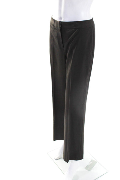Lafayette 148 New York Womens Mid Rise Pleated Dress Pants Brown Wool Size 2