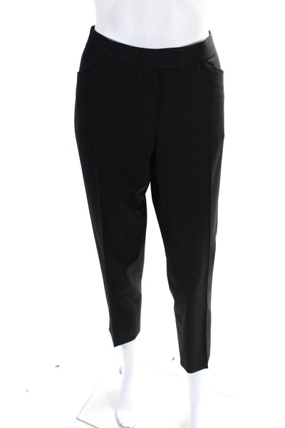 Lafayette 148 New York Womens Mid Rise Pleated Dress Pants Black Wool Size 4