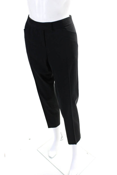 Lafayette 148 New York Womens Mid Rise Pleated Dress Pants Black Wool Size 4