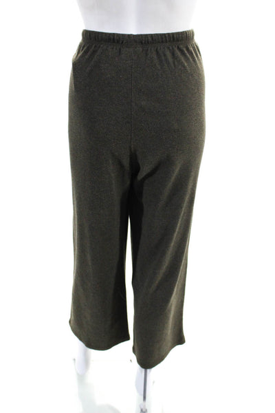 Eileen Fisher Womens High Rise Drawstring Straight Leg Pants Green Cotton XS