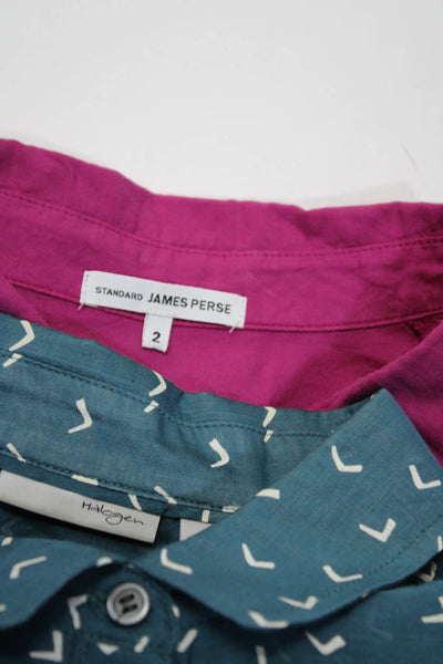 Standard James Perse Womens Collared Shirts Magenta Blue Size 2 Small Lot 2