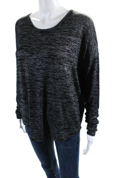 Rag & Bone Jean Womens Heather Black Scoop Neck Pullover Sweater Top Size S