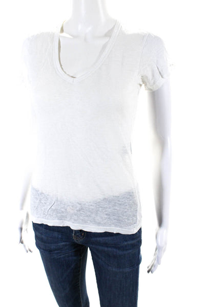 Isabel Marant Etoile Womens Short Sleeved V Neck Slim Fit T Shirt White Size XS