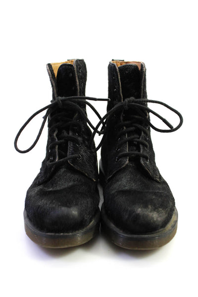 Dr. Martens Womens Ponyhair Lace Up Combat Boots Black Size 6