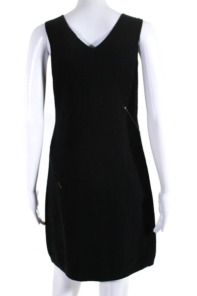 Chanel Womens Knit V Neck Sleeveless Sheath Dress Black Cotton Size FR 40