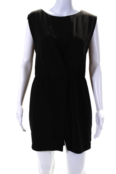 Halston Heritage Womens Elastic Waist Sleeveless Sheath Dress Black Size Small