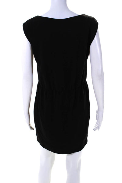 Halston Heritage Womens Elastic Waist Sleeveless Sheath Dress Black Size Small