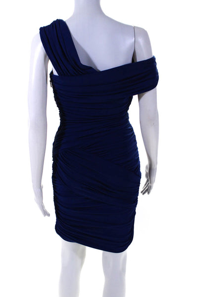Nicole Miller Womens Ruched Gathered Sleeveless Sheath Dress Blue Size 2