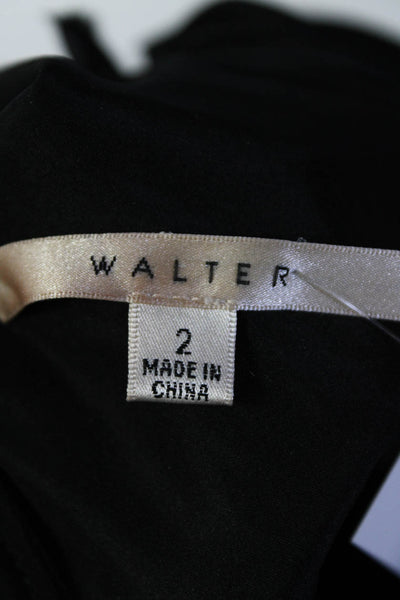 Walter Womens Scoop Back Sequin Sleeveless Sheath Dress Black Size 2
