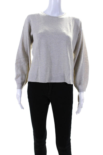 Eileen Fisher Womens Wool Knit Long Sleeve Pullover Sweater Top Beige Size XXS