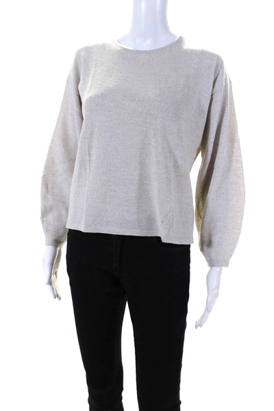 Eileen Fisher Womens Wool Knit Long Sleeve Pullover Sweater Top Beige Size XXS