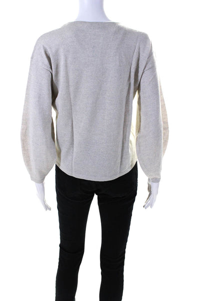 Eileen Fisher Womens Wool Knit Long Sleeve Pullover Sweater Top Beige Size XXS