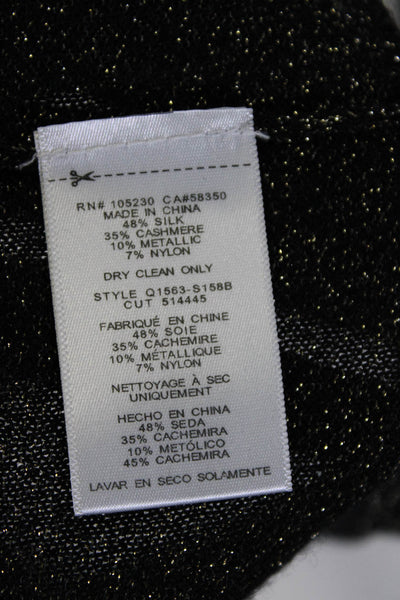 Equipment Femme Womens Metallic Silk Blend Long Sleeve Knit Top Gray Size XS